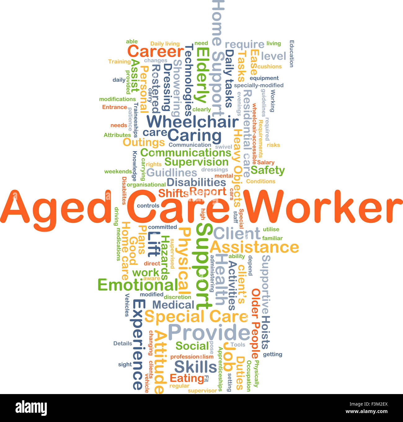Background concept wordcloud illustration of aged care worker Stock Photo