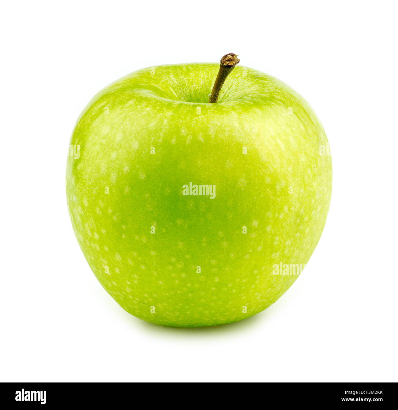 Isolated macro of a green granny smith apple Stock Photo