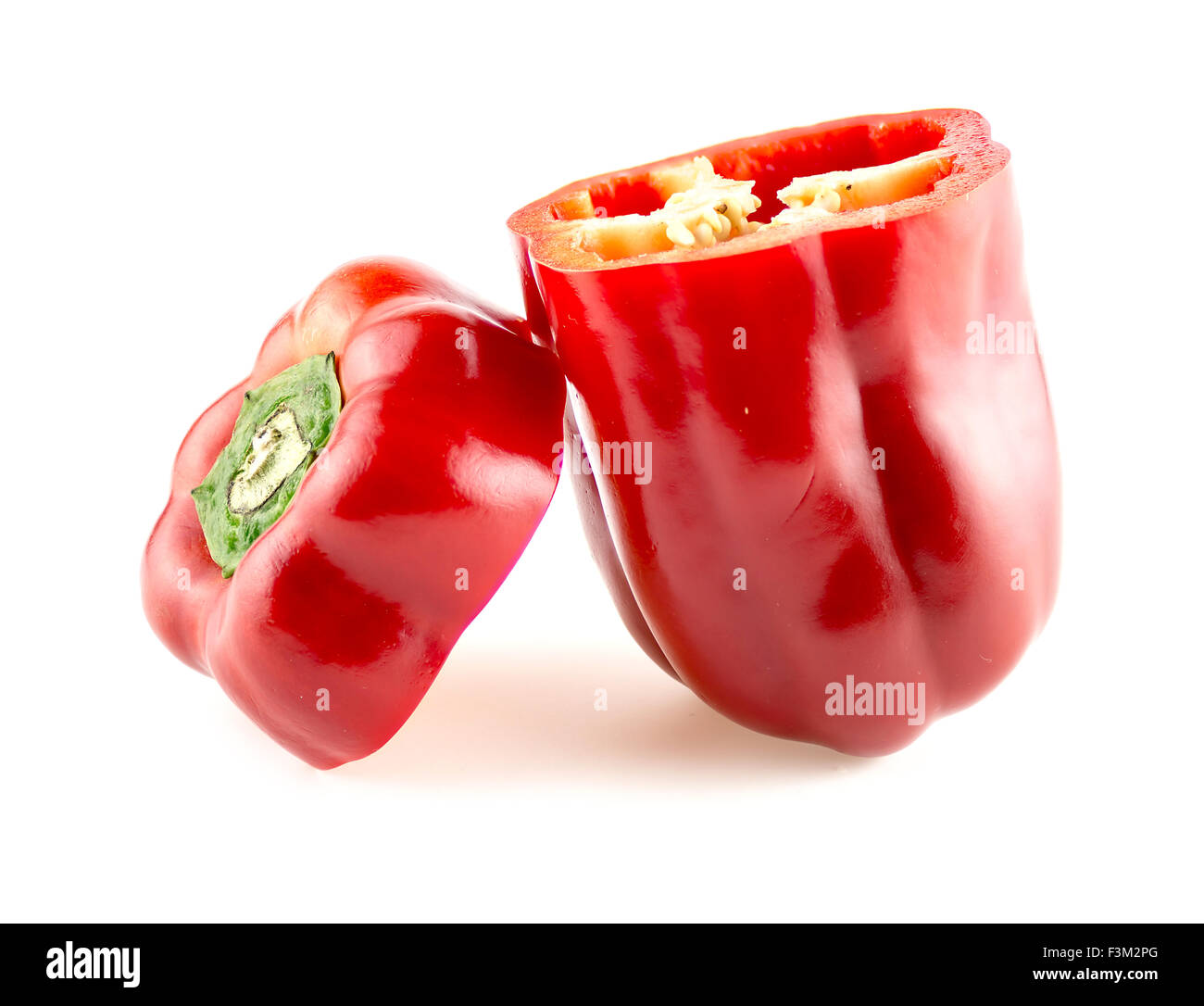 Organic, bright red bell pepper Stock Photo