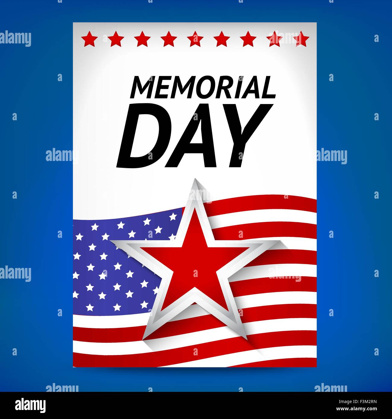 White Memorial day poster with flag and star Stock Vector Image & Art ...
