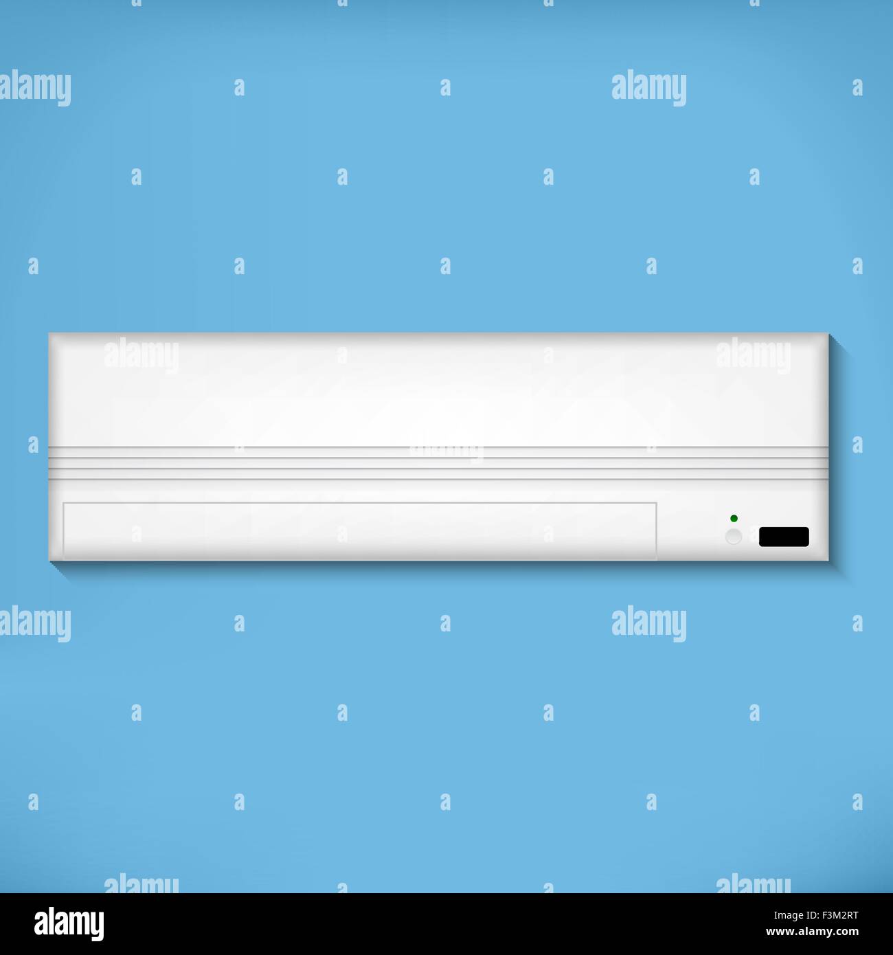 White air conditioner in a blue wall, with background Stock Vector