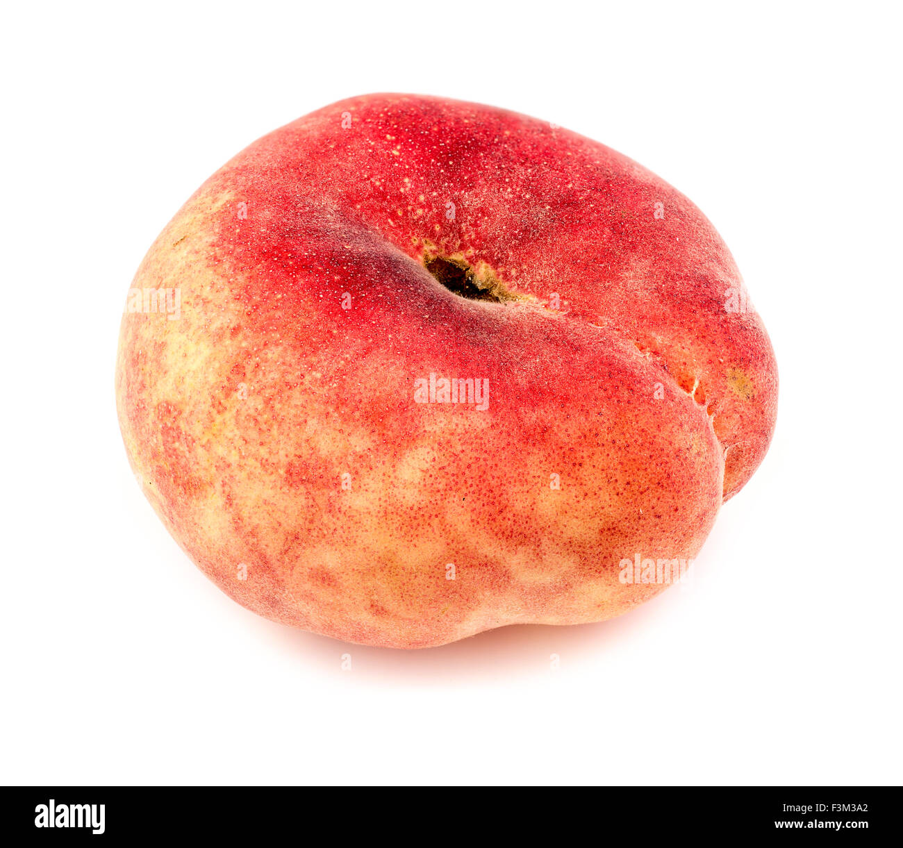 Macro closeup of bright colorful donut peach isolated Stock Photo