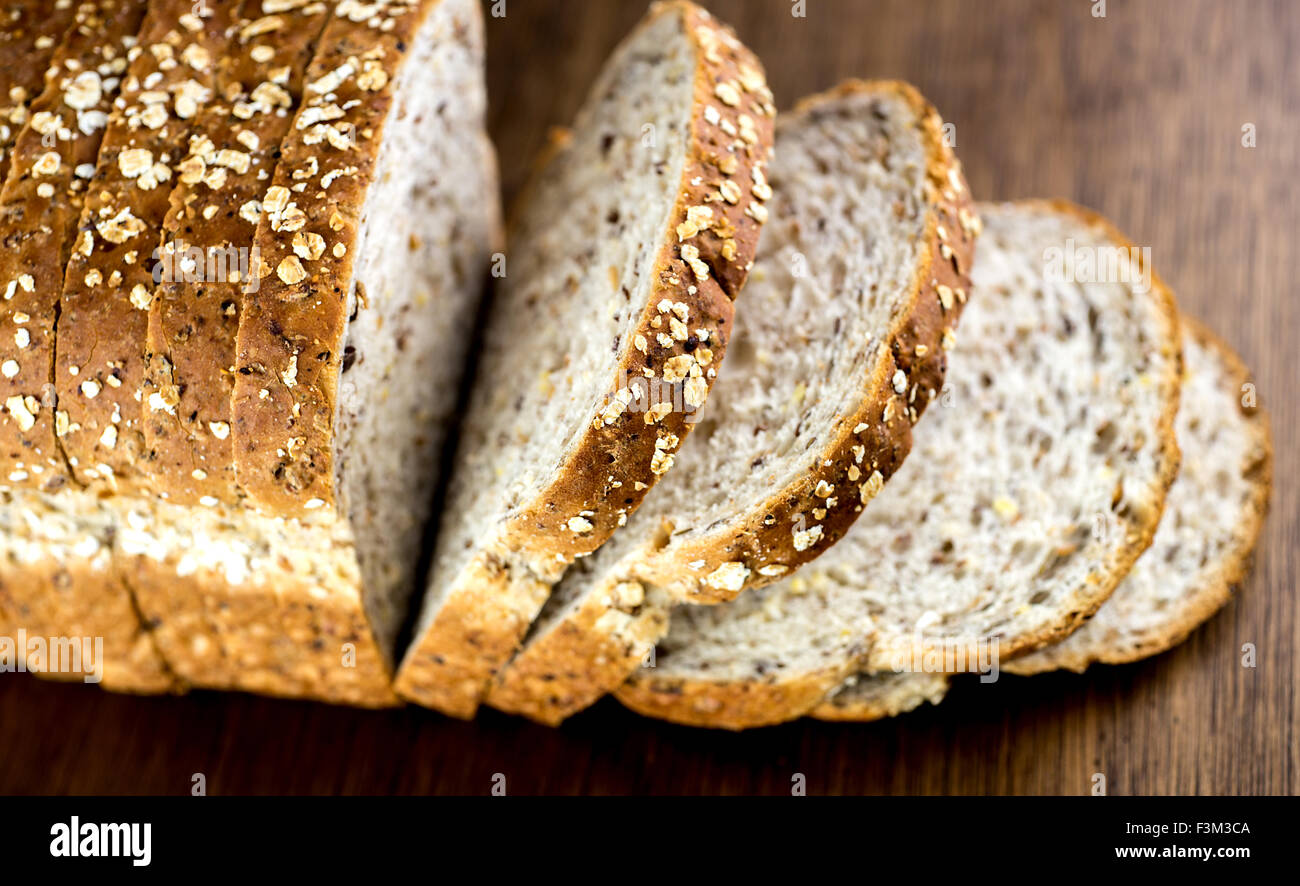 Macro closeup of delicious whole wheat bread Stock Photo