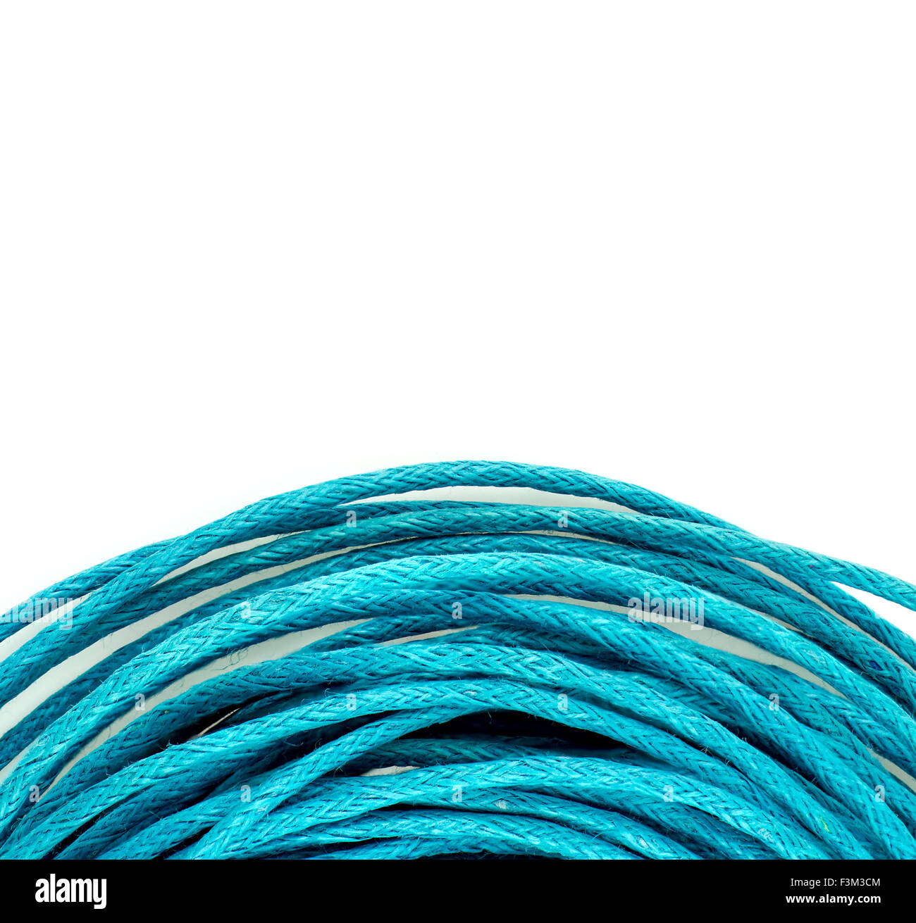 Spiral bright blue string rope background texture Stock Photo