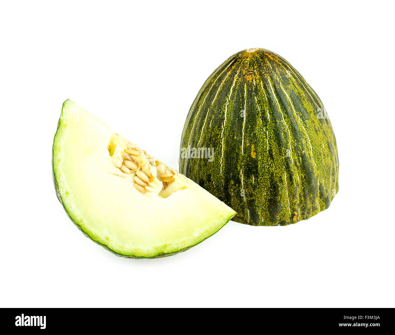 Cut piel de sapo melon isolated Stock Photo