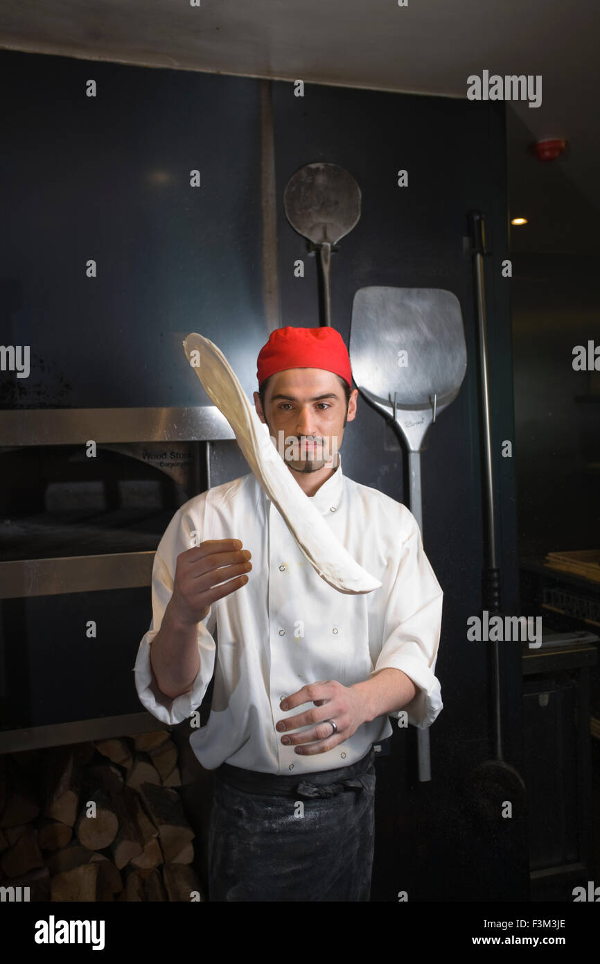 Pizza dough throwing, Strada, Italian chain restaurant, Covent Garden