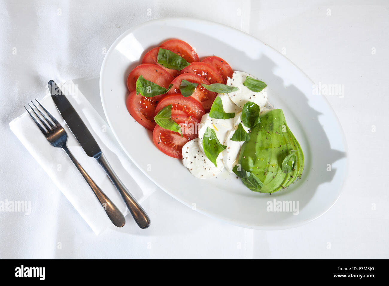 Caprese Salad, Strada, Italian chain restaurant, Covent Garden, London, England, UK Stock Photo