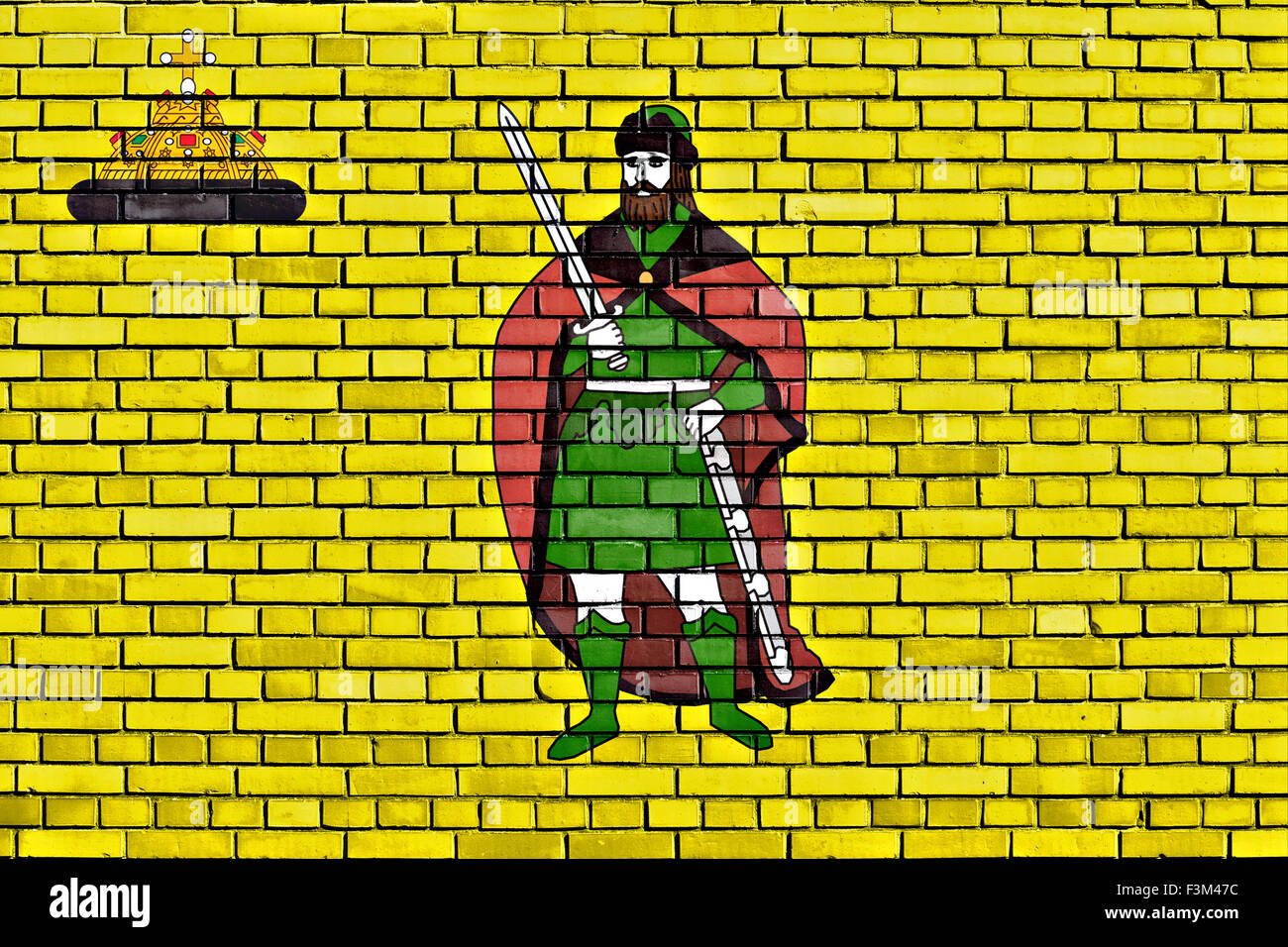 flag of Ryazan painted on brick wall Stock Photo