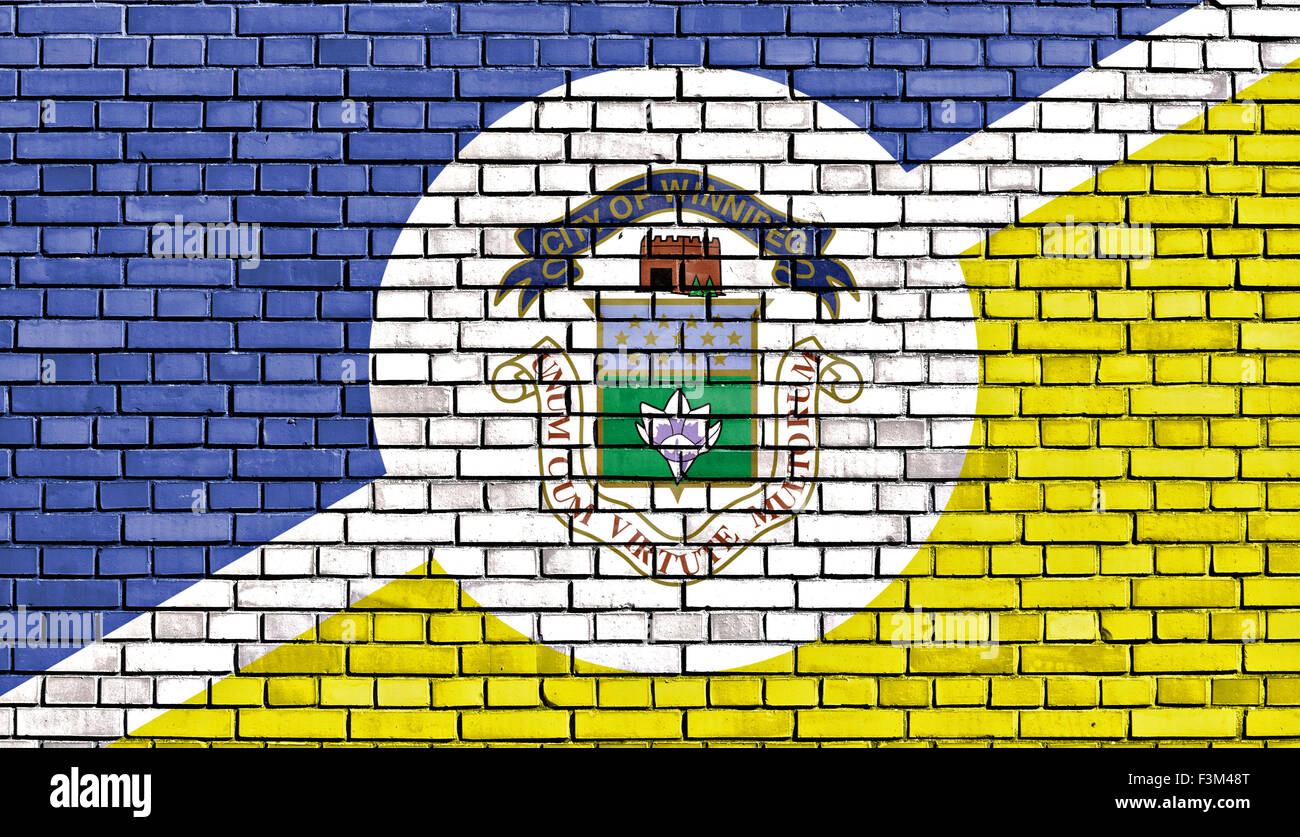 flag of Winnipeg painted on brick wall Stock Photo Alamy