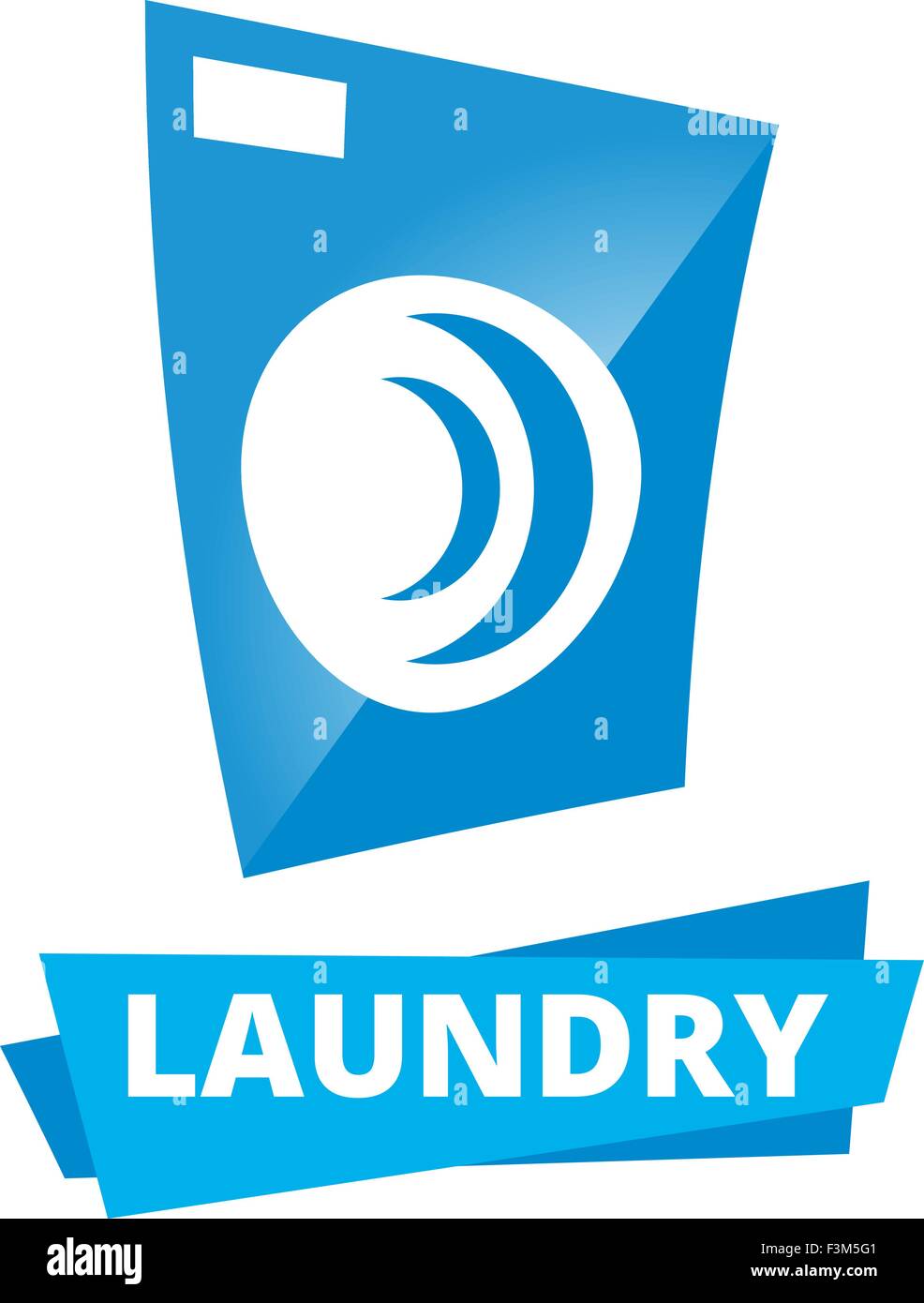 Laundry logo template with blue washing machine Stock Vector