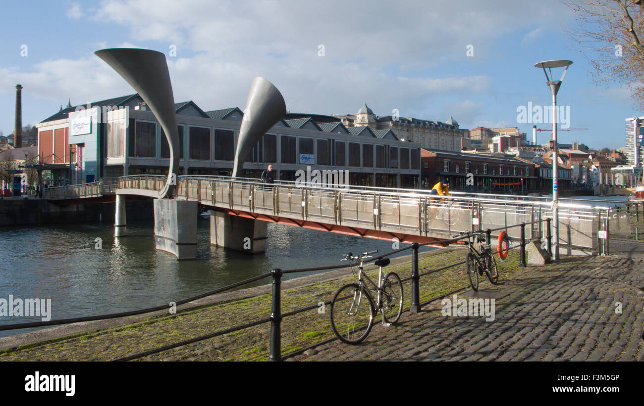 The Pero Bridge, Bristol Docks, designed for the Millenium by Ove Arup architects Stock Photo