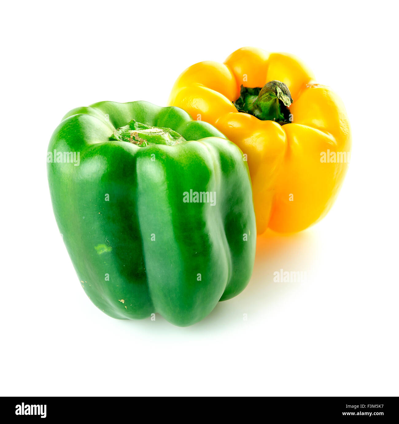 Yellow and green peppers isolated Stock Photo