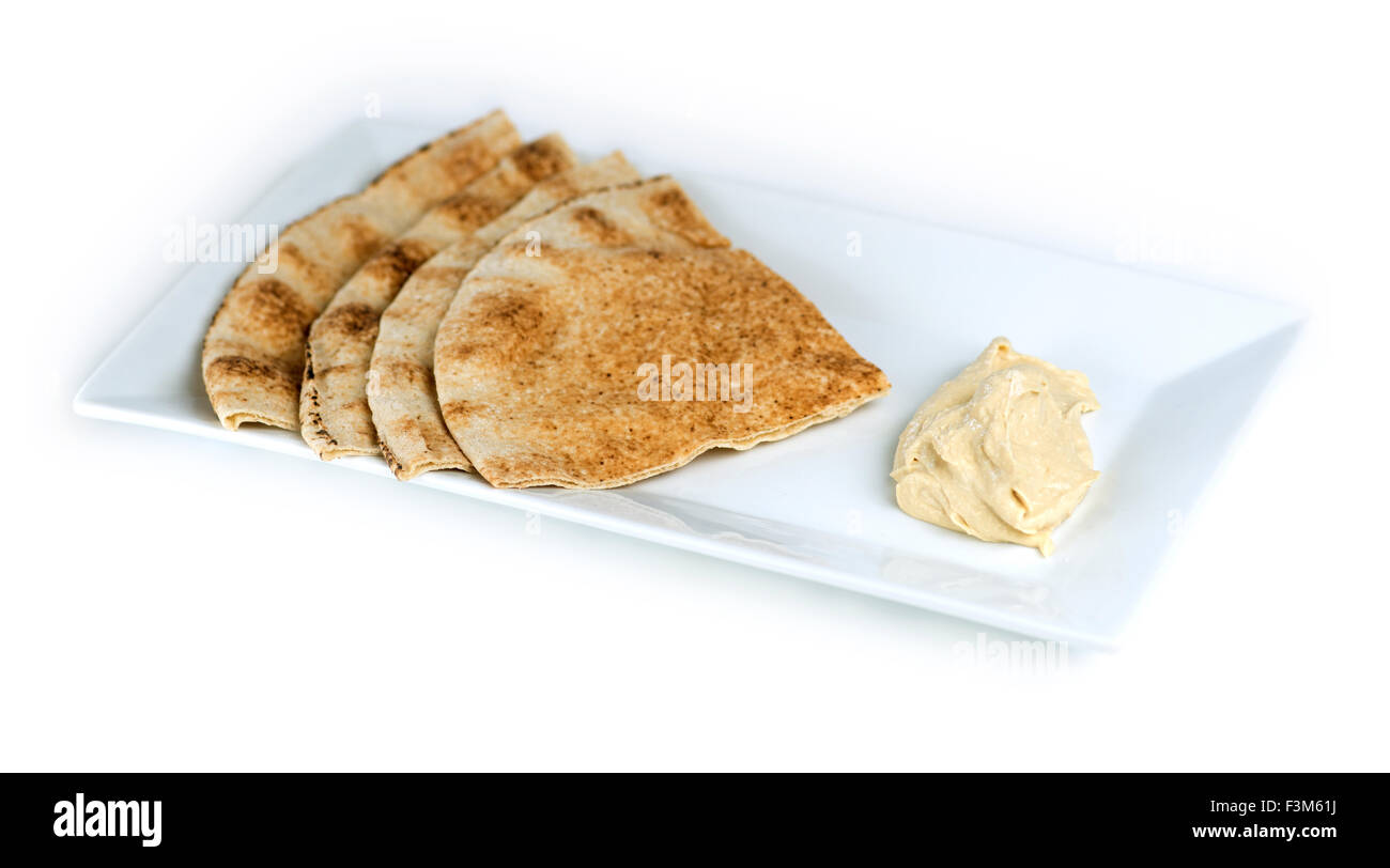 Whole wheat pita with hummus Stock Photo Alamy