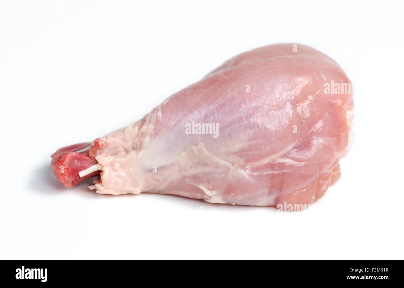 Isolated macro of skinless chicken drumstick Stock Photo
