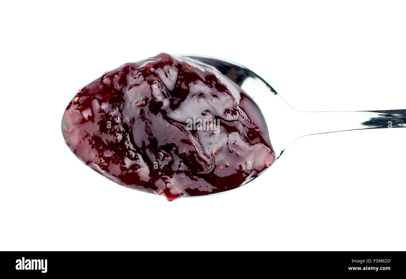 Aerial macro of tasty blueberry jam Stock Photo