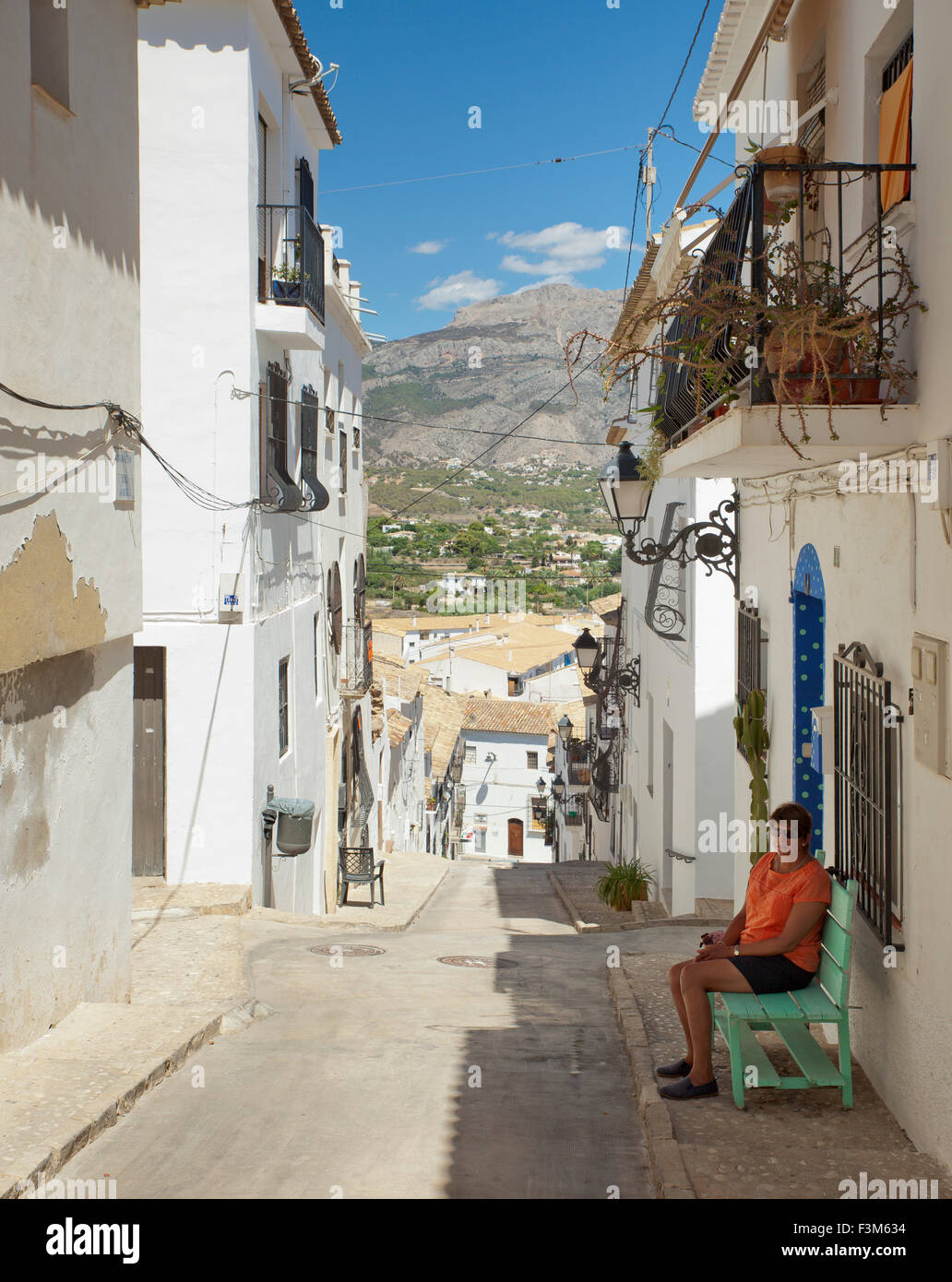 Jenny in Altea, Spain. Stock Photo