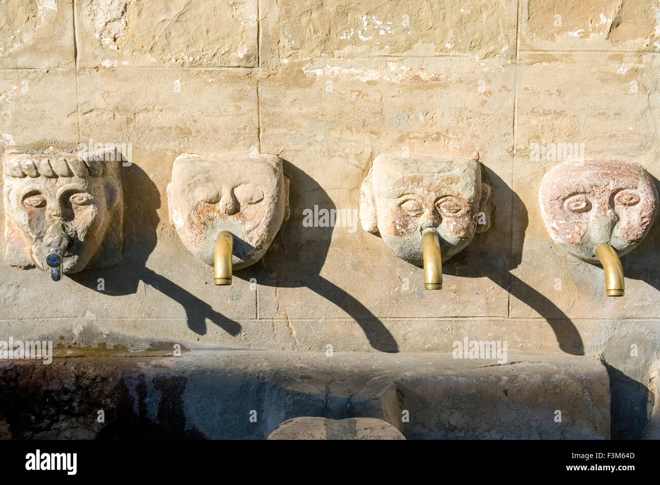 Agua Potable (Drinking water) fountains in village in Spain Stock Photo