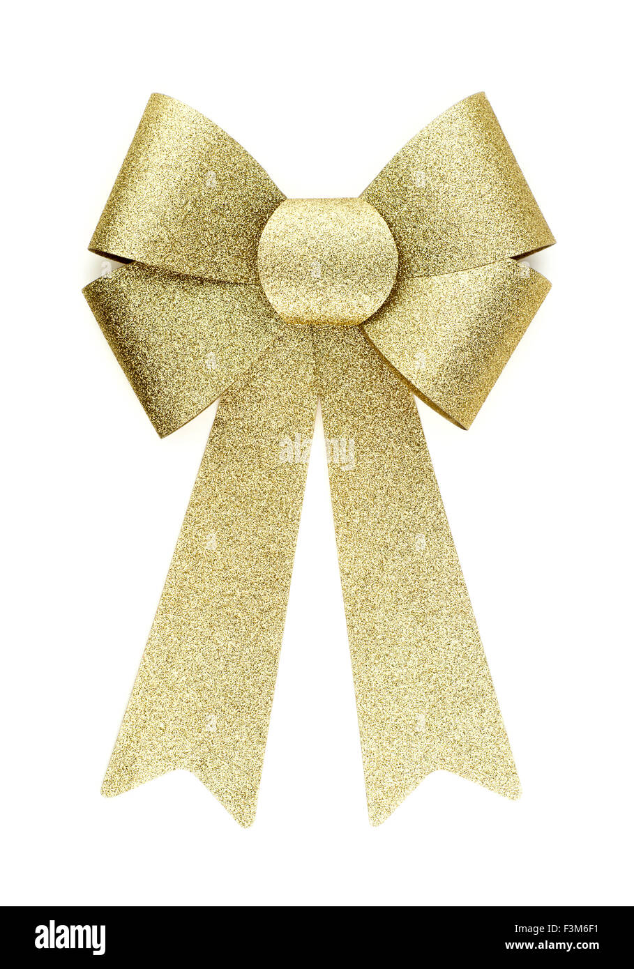 Shiny beautiful golden silver ribbon bow Stock Photo