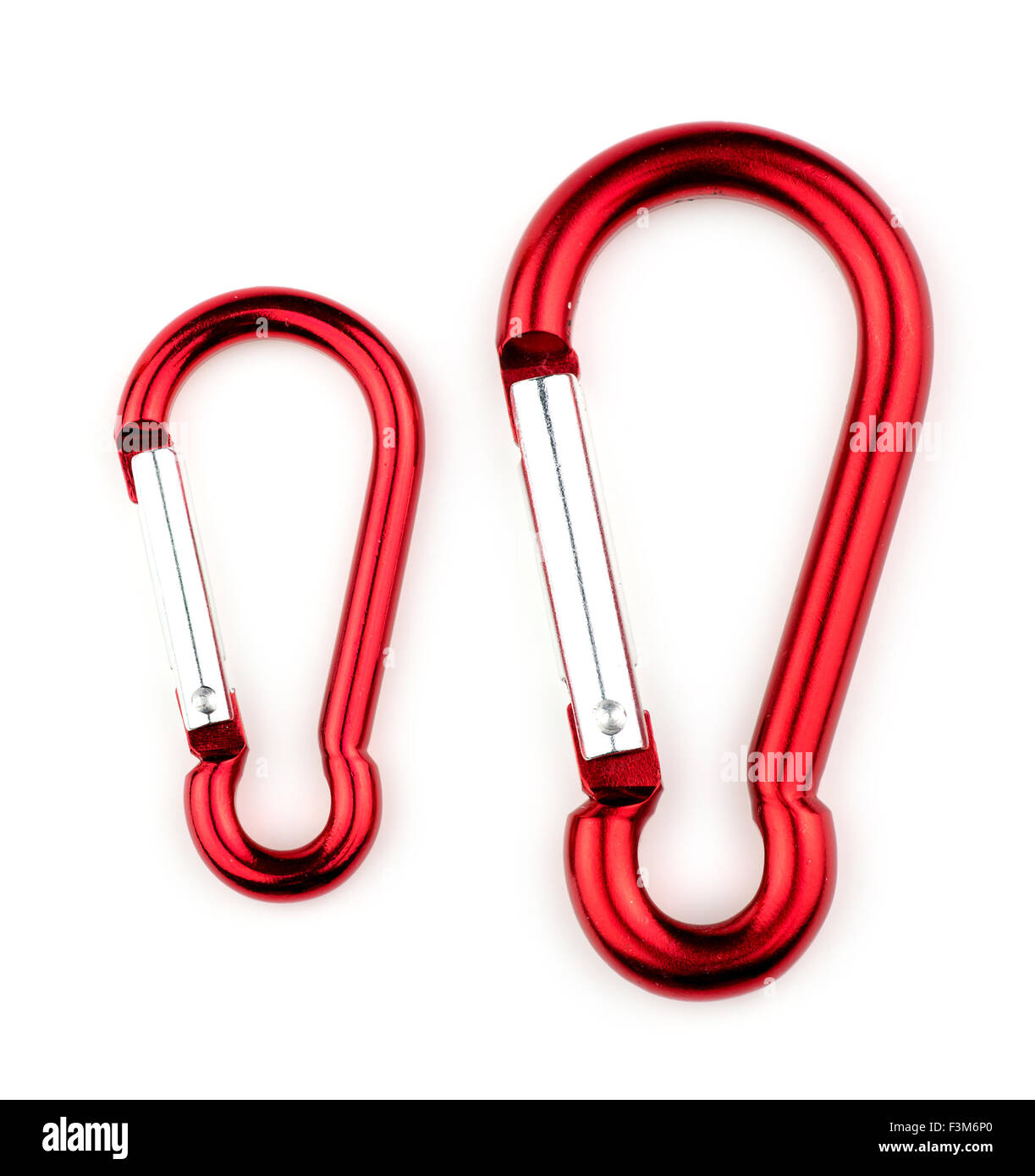 Small and large carabiner outdoor extreme sports hooks Stock Photo