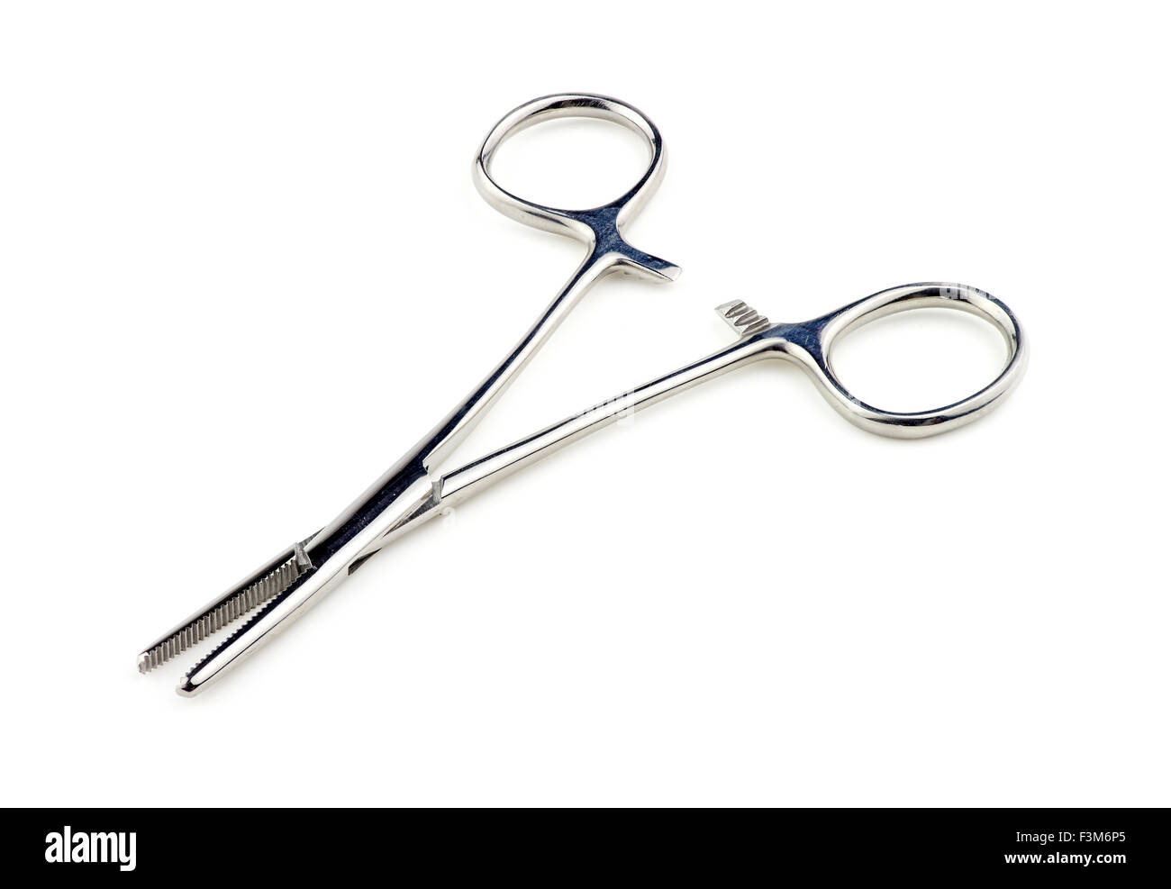 Hemostat isolated on white Stock Photo Alamy
