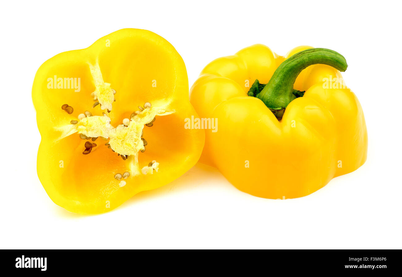 Halved yellow bell pepper Stock Photo