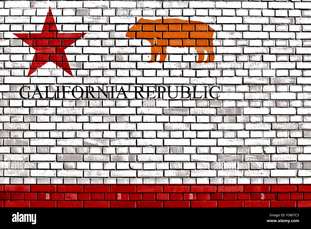 flag of California republic painted on brick wall Stock Photo