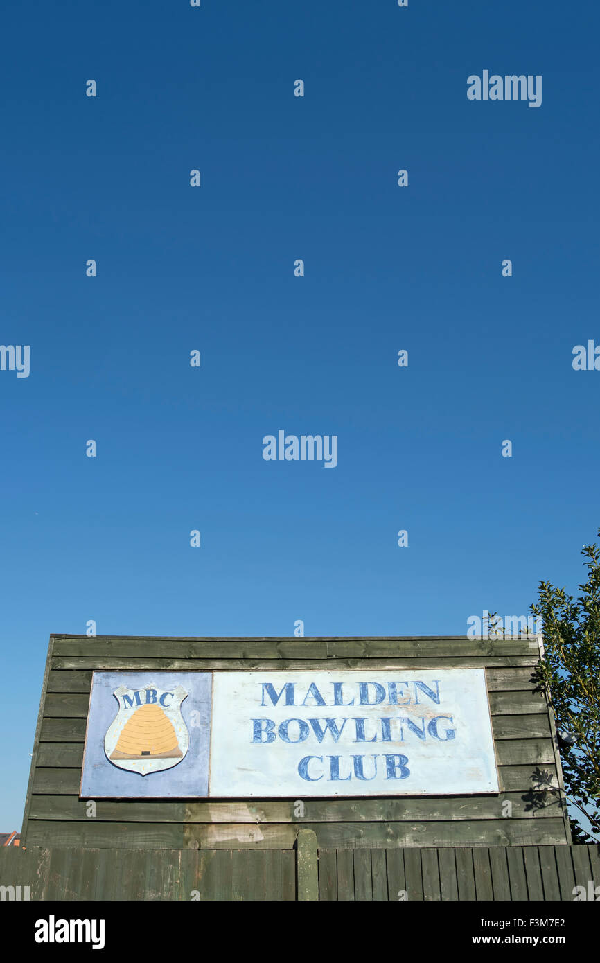 sign for malden bowling club, at the club grounds in new malden, london, england Stock Photo