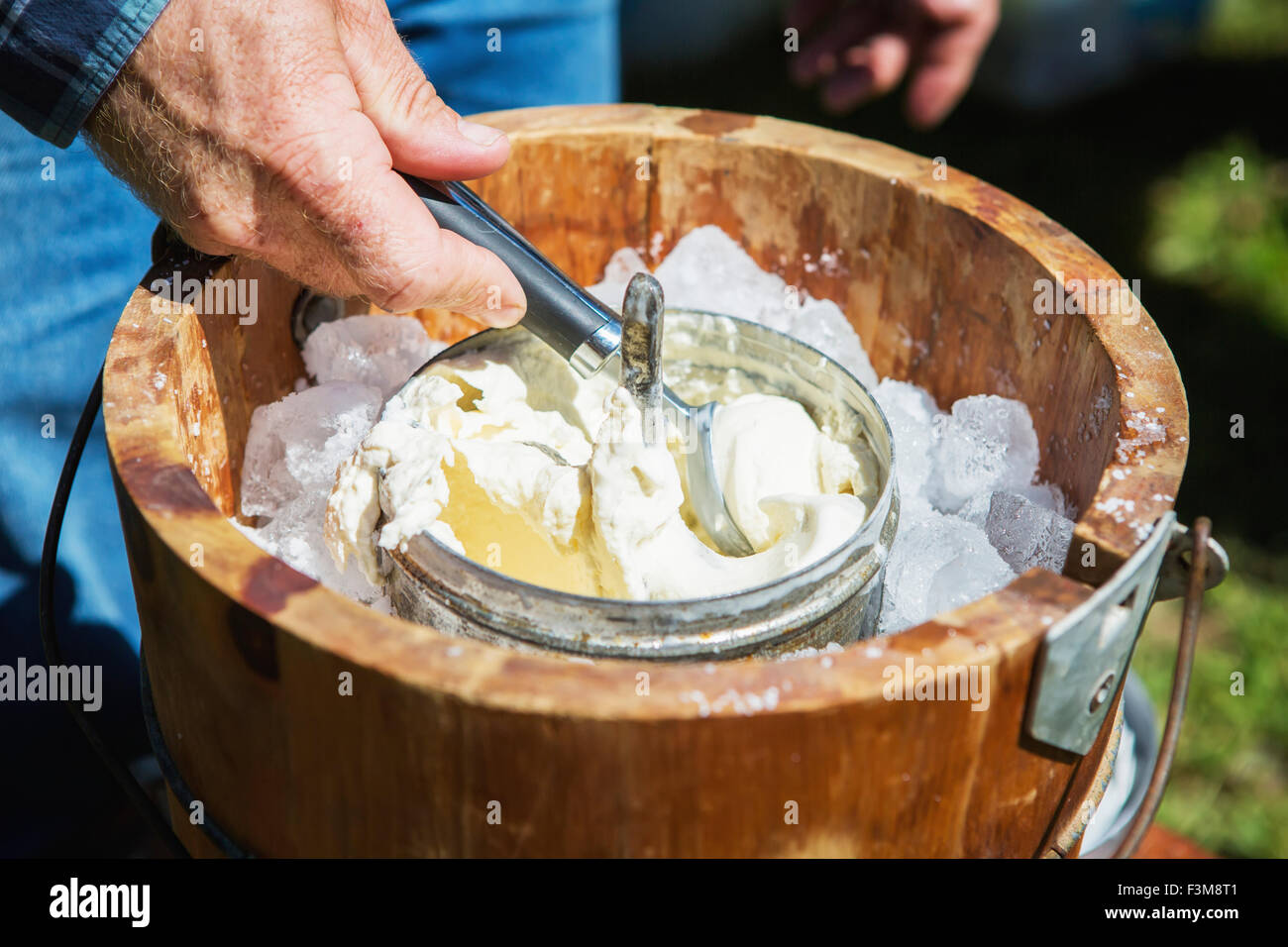 Hand,Scoop,Maryland,ice cream maker Stock Photo