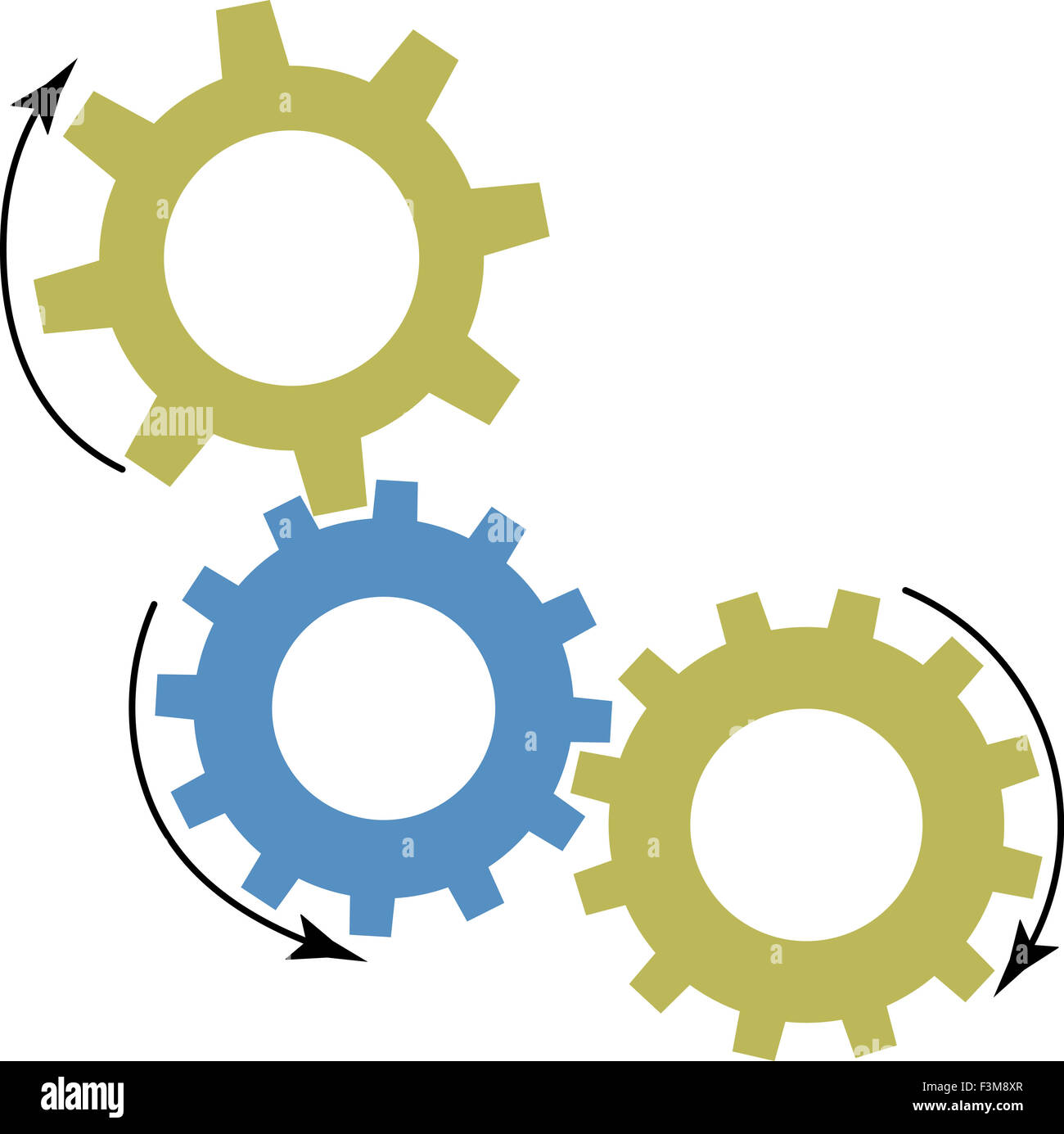 Mechanism of gears. Cogwheel and machine work, machinery industrial, mechanical order, vector art design abstract unusual fashio Stock Photo