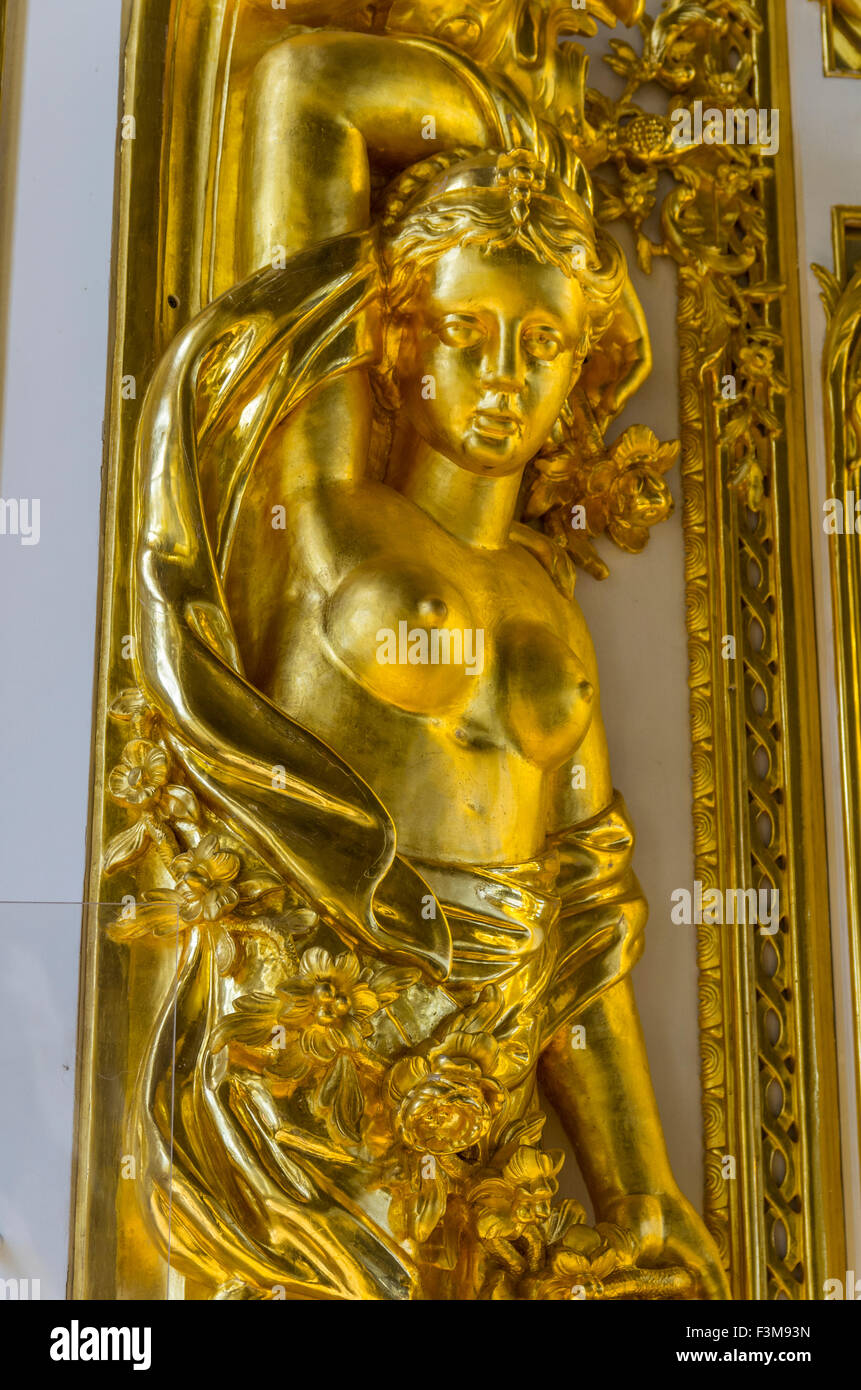 Female gold figure Catherine palace Pushkin St. Petersburg Stock Photo