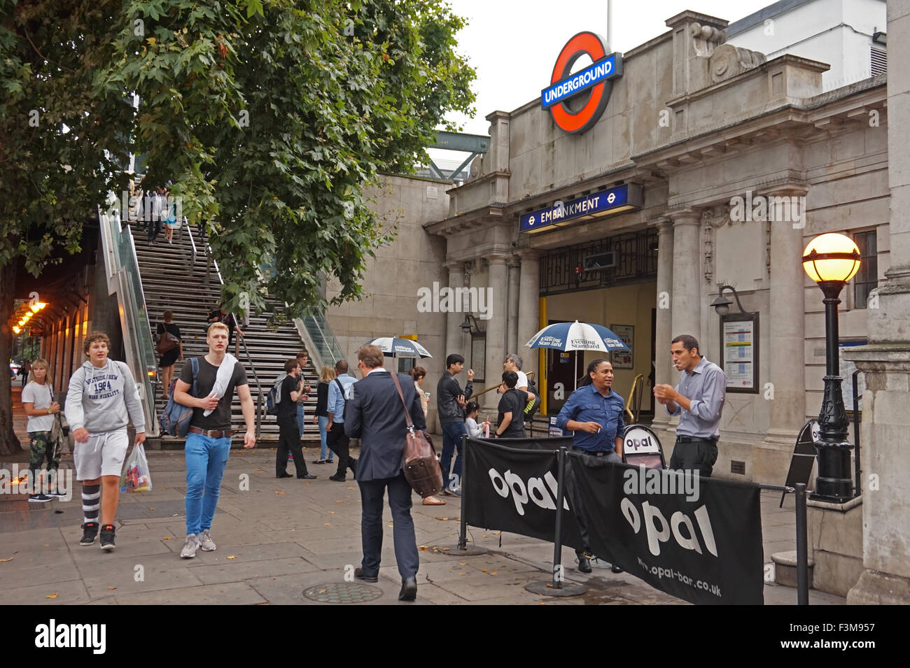 Embankment tube station on The Embankment, London, UK Stock Photo