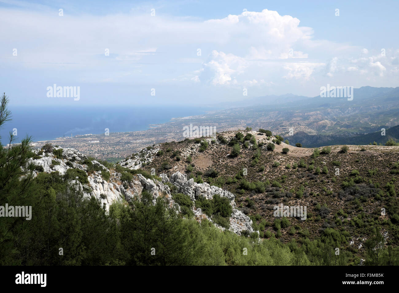 View of Besparmak mountain landscape mountains walking tourist destination in autumn highabove Kyrenia town and coast in Northern Cyprus KATHY DEWITT Stock Photo