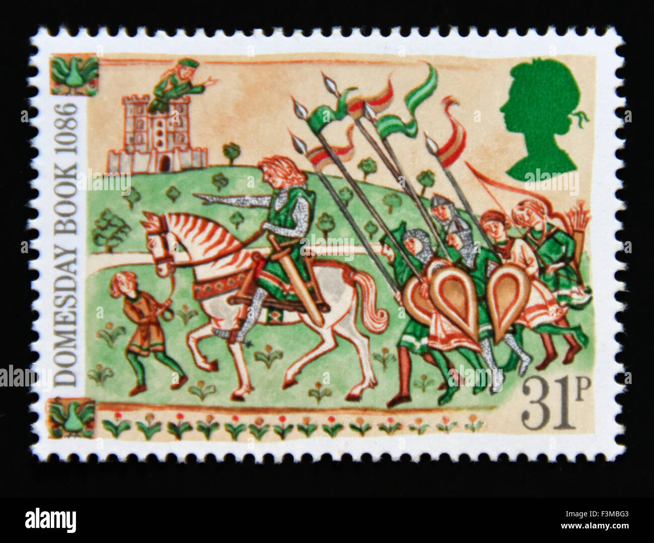 Postage stamp. Great Britain. Queen Elizabeth II. 1986. 900th. Anniversary of Domesday Book. 31p. Stock Photo