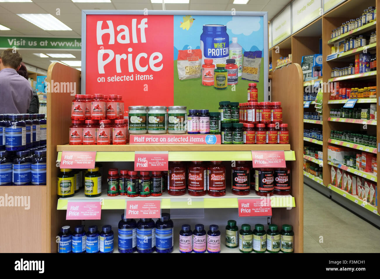 Interior of Health Care store selling vitamins and supplements