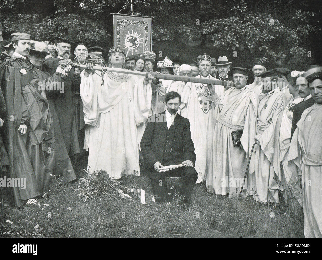 Welsh Eisteddfod Sword Ceremony circa 1906 Stock Photo