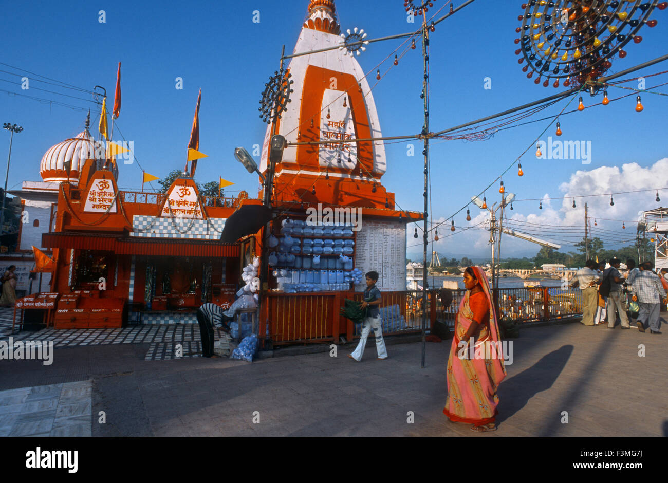 Haridwar, Uttaranchal, India. The Clock tower at Har ki Pauri. One of the most famous and most visited sites of Haridwar, Har ki Stock Photo