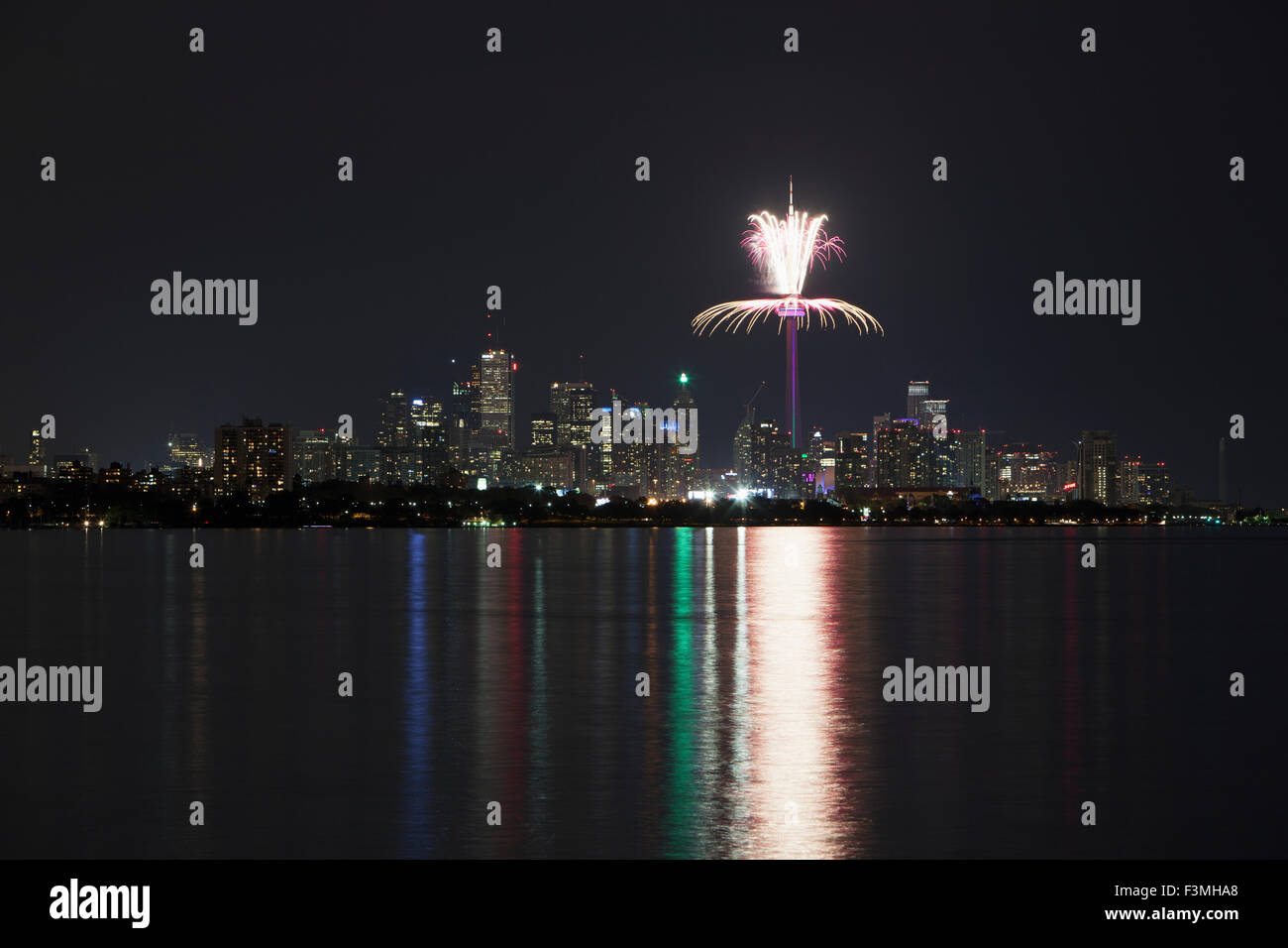 Ontario,Toronto,Firework,Lake Stock Photo