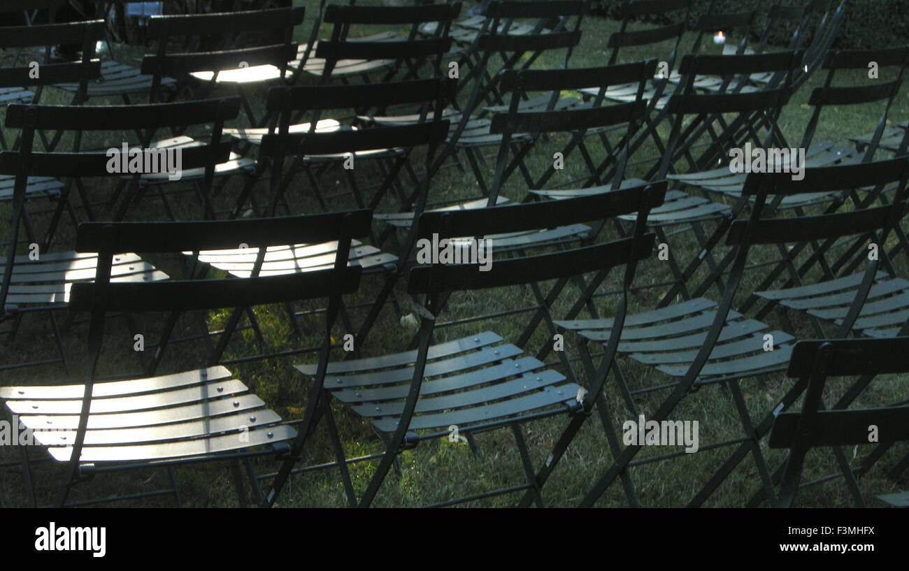 Chairs arranged for outdoor concert Stock Photo Alamy