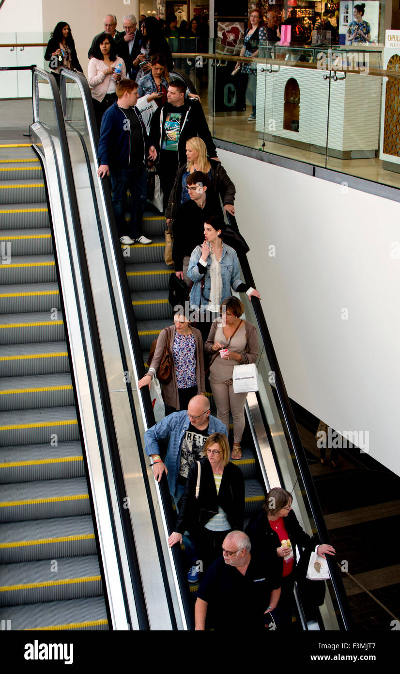 An escalator in the new atrium at New Street Station, Birmingham UK Stock Photo