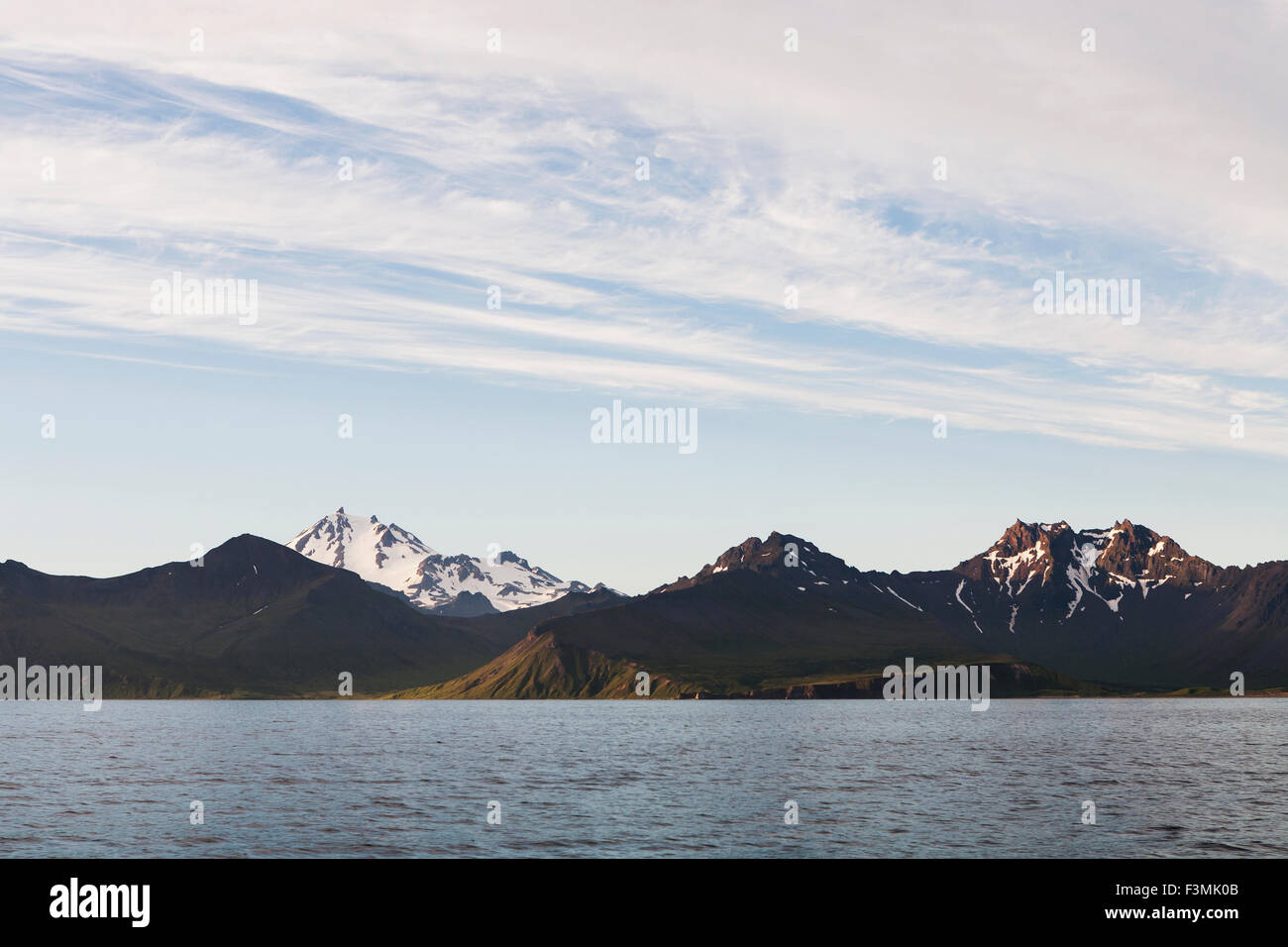 Coastline,Alaska,Cold Bay,Frosty Volcano Stock Photo Alamy
