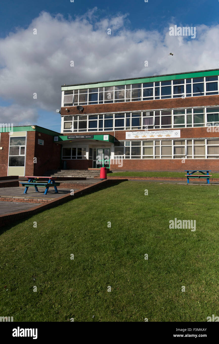Pen-Y-Dre High School in Merthyr, South Wales. Stock Photo