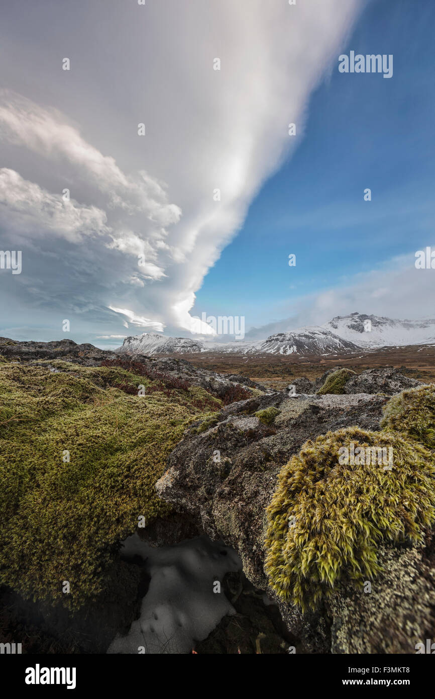 Iceland,Volcanic Rock,Lenticular Cloud Stock Photo - Alamy