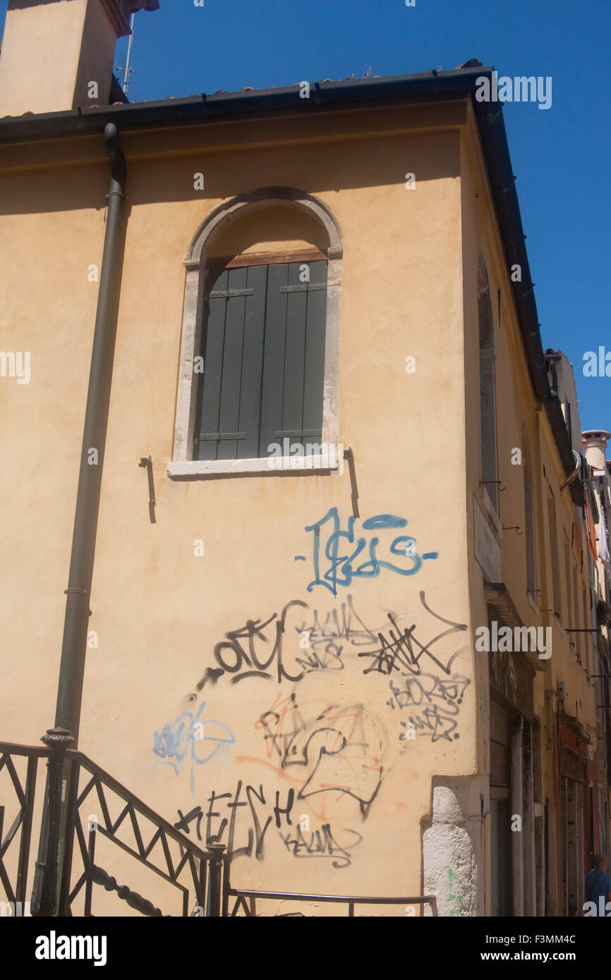 Graffiti on wall of house Venice Veneto Italy Stock Photo