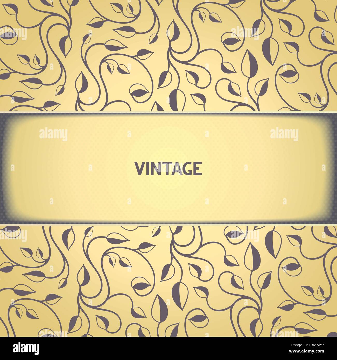Vintage background template with floral pattern and aged effect. Vector