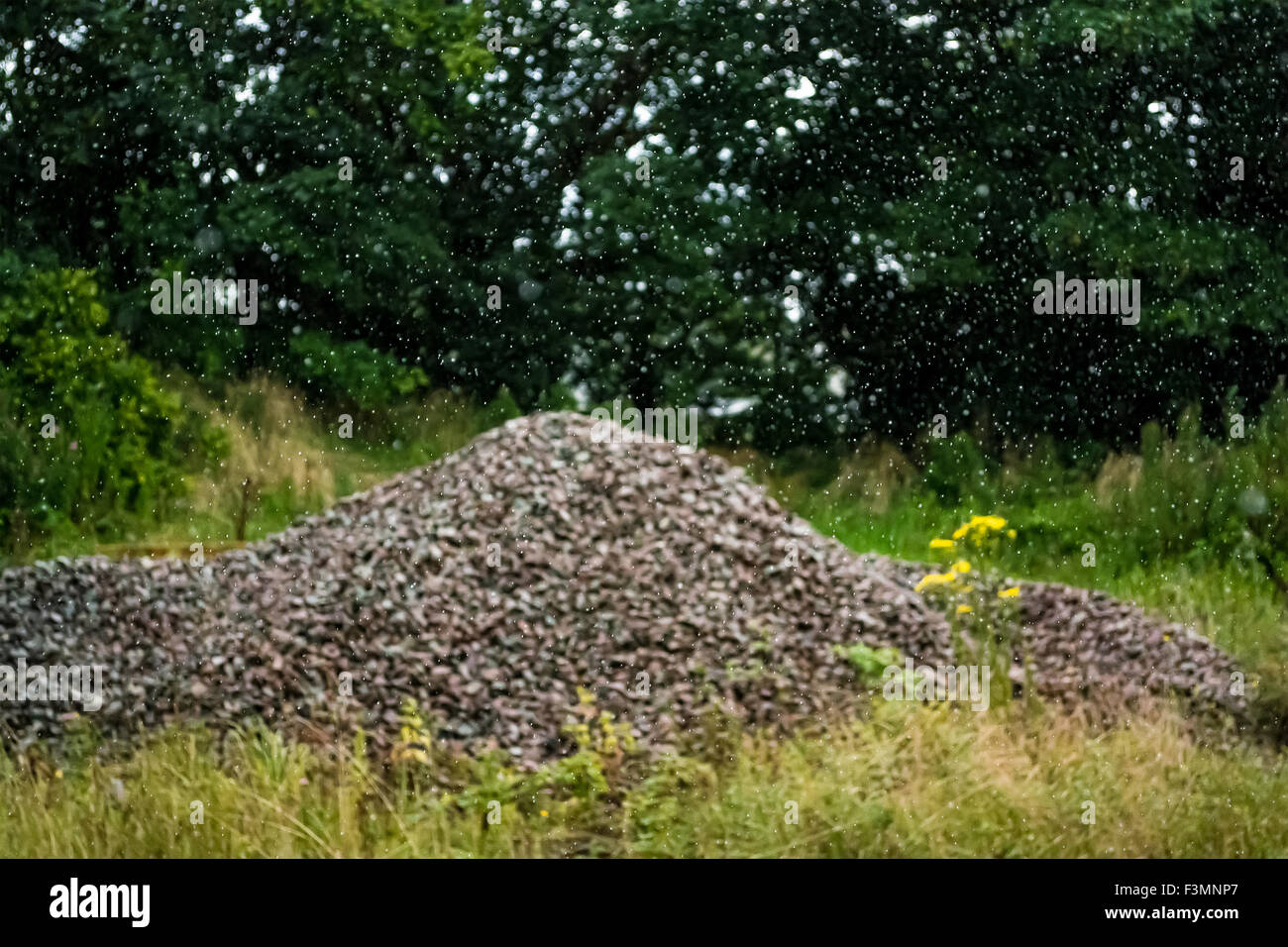September 2015, rain in Manorbier (Wales), short time exposure Stock Photo