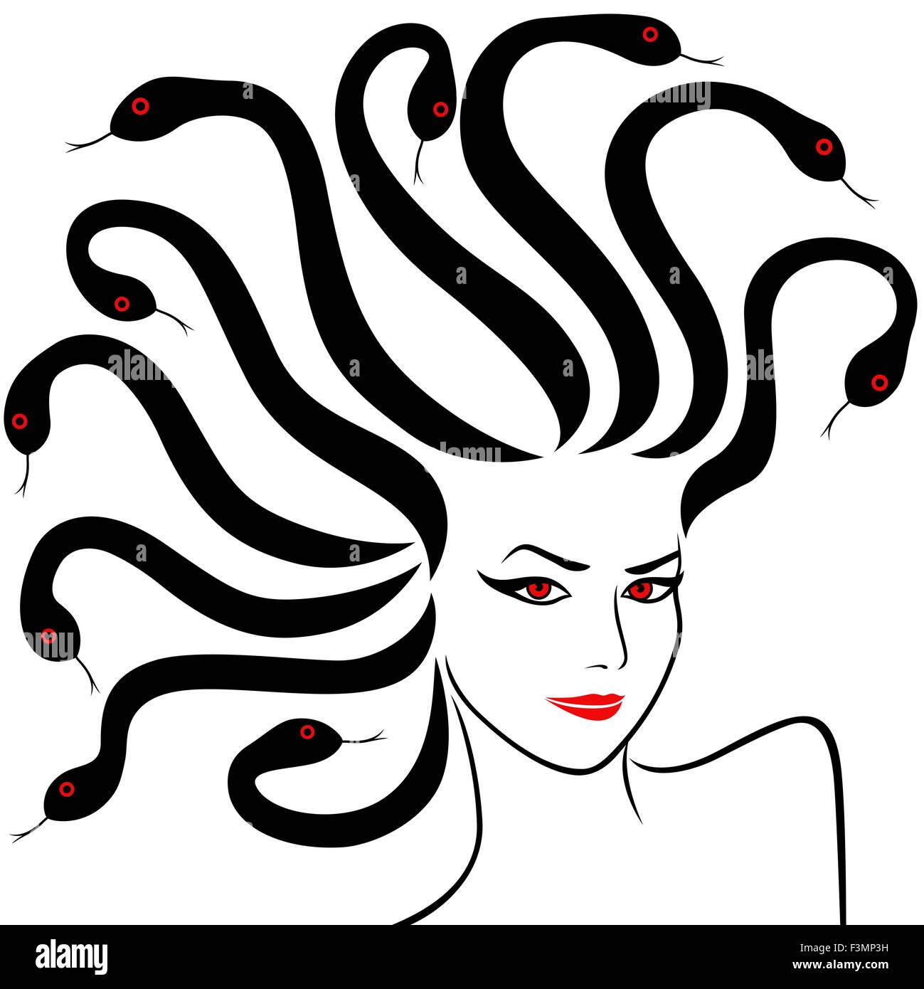 Gorgon Medusa Greek mythology, digital illustration Stock Illustration