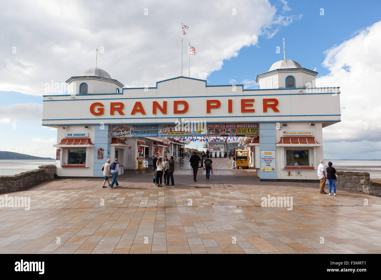 Entrance to The Grand Pier, Weston-super-Mare Stock Photo
