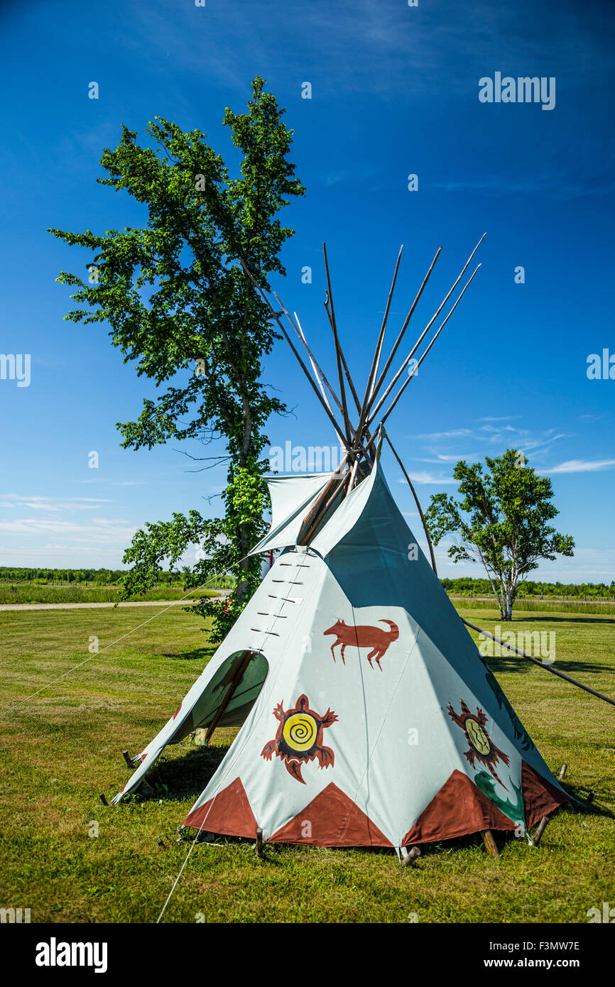 One of the few teepees at Ten-Mile Point on Manitoulin Island. Stock Photo