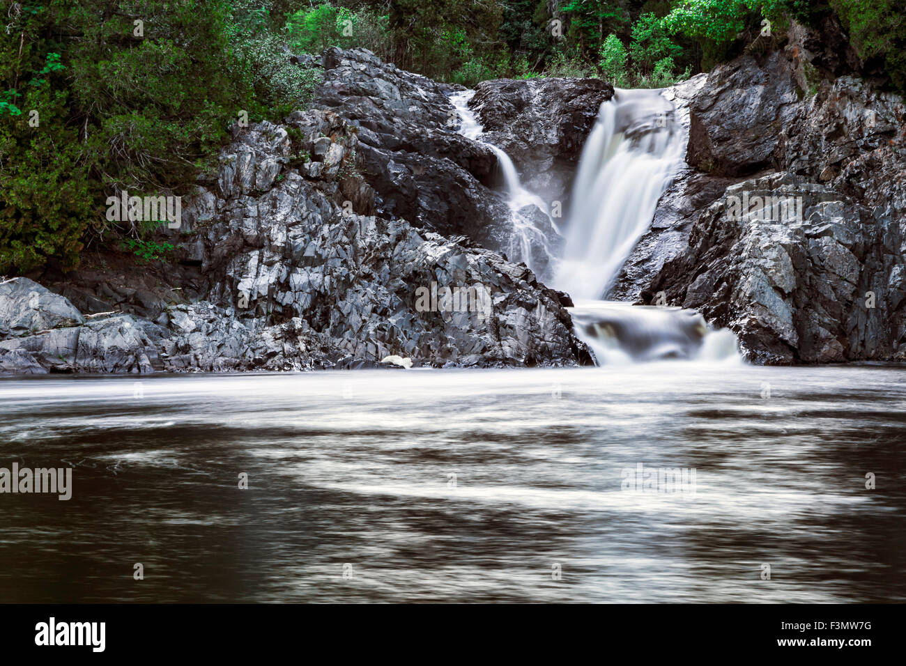 Dam fed, Silver Falls in Thunder Bay. Stock Photo
