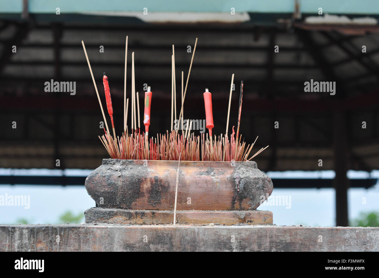 Incense on a Chinese grave in Batam, Indonesia Stock Photo Alamy